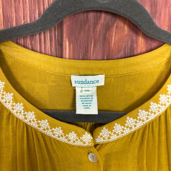 Sundance Blouse Yellow Embroidered Button Shirt Boho Top Cotton Size XS - Picture 5 of 5